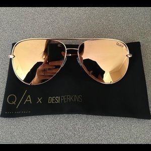 Quay X Desi High Key Mirrored Aviator Sunglasses